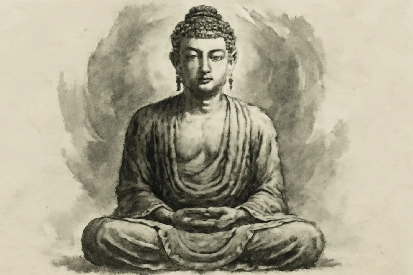 Tranh vẽ tay Phật Di Lặc phong cách thư pháp