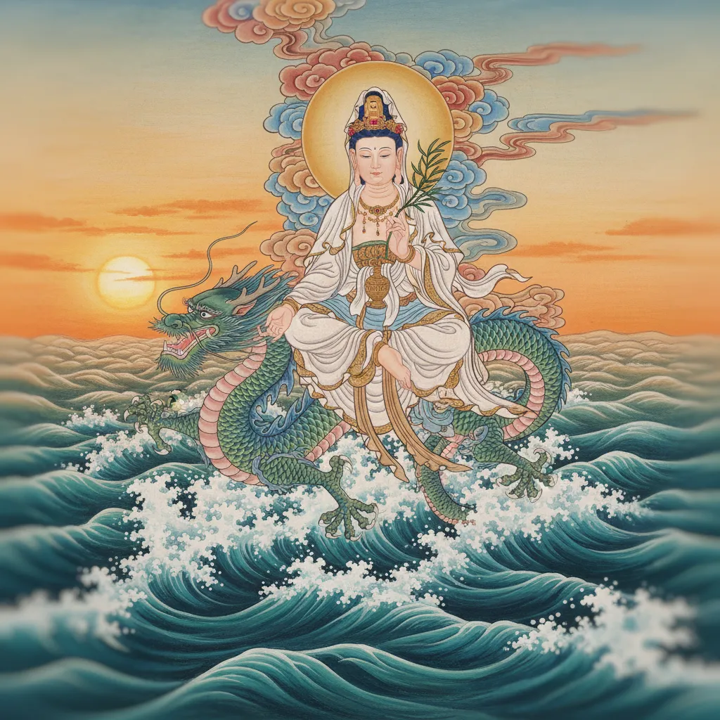 hình phật mẹ quan âm cưỡi rồng